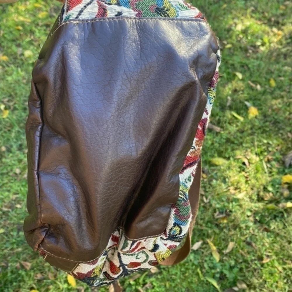 Joe Boxer Purse Floral Pattern Brown Leather medium size
